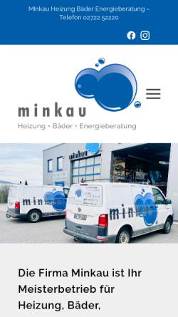 Vorschau der mobilen Webseite www.minkau.de, Minkau Heizung Bäder Energieberatung
