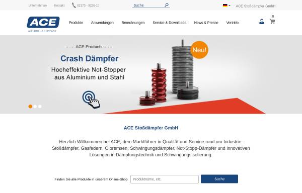 Vorschau von www.ace-ace.de, ACE Stoßdämpfer GmbH