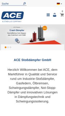 Vorschau der mobilen Webseite www.ace-ace.de, ACE Stoßdämpfer GmbH