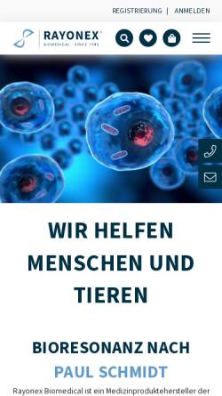 Vorschau der mobilen Webseite www.rayonex.de, Rayonex Biomedical GmbH