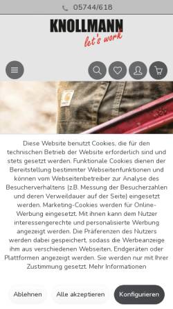 Vorschau der mobilen Webseite www.berufskleidung-knollmann.de, Knollmann GbR