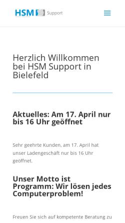 Vorschau der mobilen Webseite hsm-support.de, HSM Support, Inhaber Simon Aschemeier