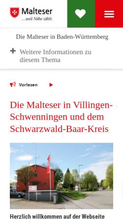 Vorschau der mobilen Webseite www.malteser-sbh.de, Malteser Hilfsdienst e.V. Villingen-Schwennigen