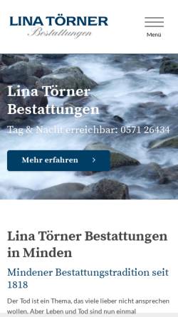 Vorschau der mobilen Webseite www.toerner-bestattungen.de, Lina Törner Beerdigungsinstitut GmbH