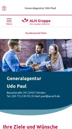 Vorschau der mobilen Webseite www.up-minden.de, Udo Paul, Versicherungsfachwirt