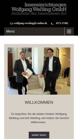 Vorschau der mobilen Webseite www.wessling-inneneinrichtungen.de, Inneneinrichtungen Wolfgang Weßling GmbH