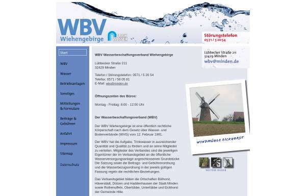 Vorschau von www.wbv-wiehengebirge.de, WBV Wasserbeschaffungsverband Wiehengebirge