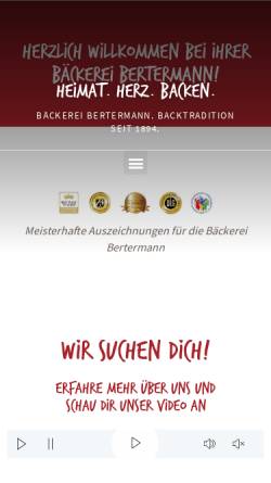 Vorschau der mobilen Webseite www.die-bertis.de, Bäckerei Bertermann GmbH