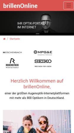 Vorschau der mobilen Webseite www.brillenonline.de, brillenOnline GmbH
