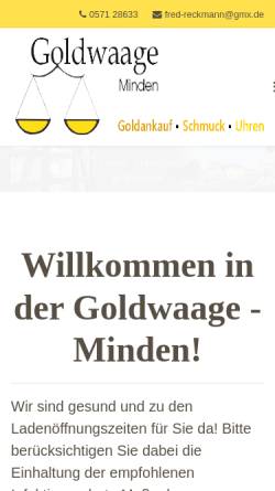 Vorschau der mobilen Webseite www.goldwaage-minden.de, Goldwaage