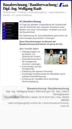 Vorschau der mobilen Webseite www.bauabrechnung-raab.de, Dipl.-Ing. Wolfgang Raab, Bauabrechnung und Bauüberwachung