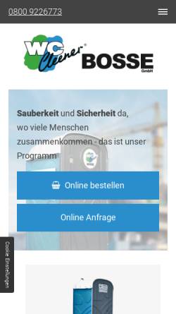 Vorschau der mobilen Webseite www.bosse-wc.de, WC-Cleener Mietservice Bosse GmbH