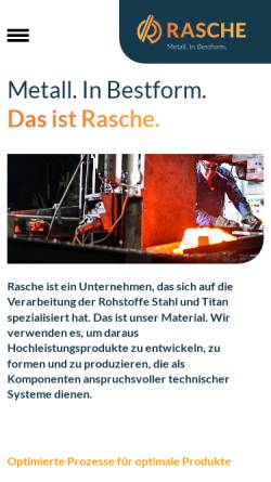 Vorschau der mobilen Webseite www.rasche.de, Rasche Umformtechnik GmbH & Co KG
