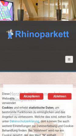 Vorschau der mobilen Webseite www.rhinoparkett.de, Rhinoparkett, Inh. Bernhard Fleige und Cintia M. Hofmann