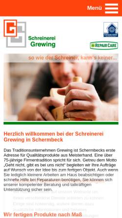 Vorschau der mobilen Webseite www.schreinerei-grewing.de, Schreinerei Grewing