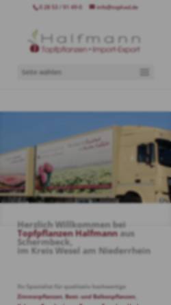 Vorschau der mobilen Webseite www.tophad.de, Topfpflanzengroßhandel, Im- und Export Johannes Halfmann