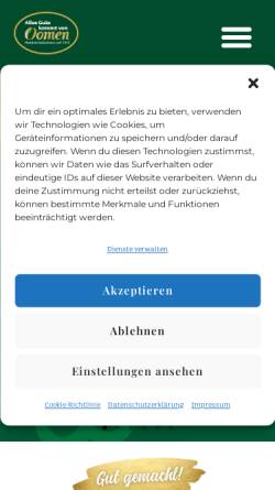 Vorschau der mobilen Webseite www.oomen.de, Backbetrieb Oomen