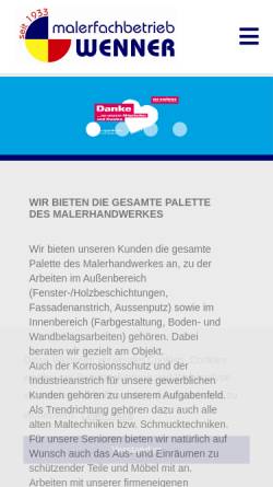 Vorschau der mobilen Webseite malerfachbetrieb-wenner.de, Malerfachbetrieb Wenner