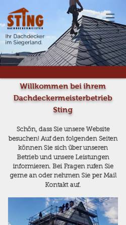 Vorschau der mobilen Webseite www.dachdecker-meister-sting.de, Christoph Sting Dachdeckermeister