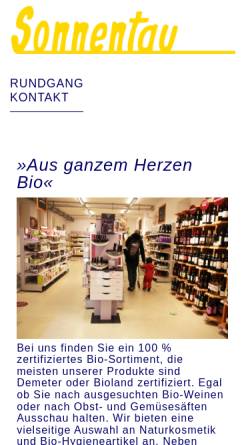 Vorschau der mobilen Webseite www.biomarkt-sonnentau.de, Bioladen Sonnentau