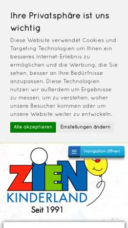 Vorschau der mobilen Webseite www.kinderland-zien.de, Kinderland Zien