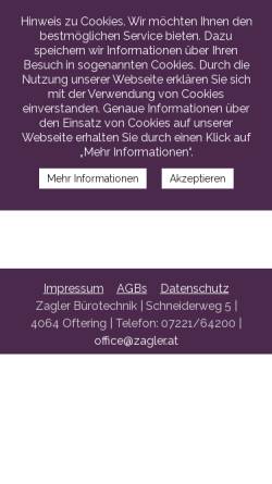 Vorschau der mobilen Webseite www.zagler.at, Zagler Bürotechnik