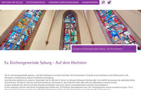 Vorschau von www.ev-kirche-syburg-hoechsten.de, Kirchengemeinde Syburg, Holzen, Auf dem Höchsten