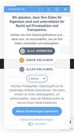Vorschau der mobilen Webseite mfvstauden.de, Modellflugverein Stauden e.V