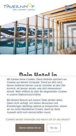 Vorschau der mobilen Webseite www.tauernhof.at, Hotel Tauernhof Flachau