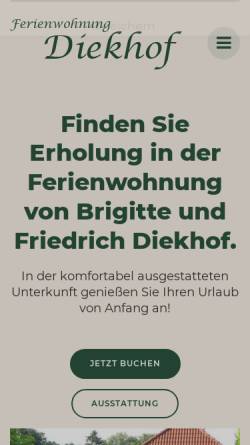 Vorschau der mobilen Webseite www.ferien-bei-diekhof.de, Ferienwohnung Diekhof