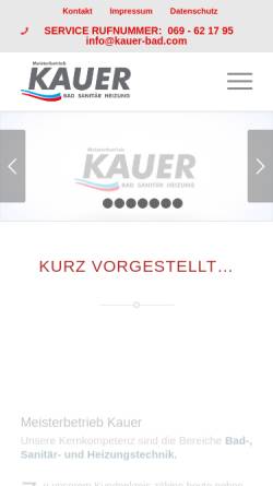 Vorschau der mobilen Webseite www.kauer-bad.com, Meisterbetrieb Kauer
