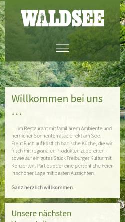 Vorschau der mobilen Webseite www.waldsee-freiburg.de, Gaststätte Waldsee