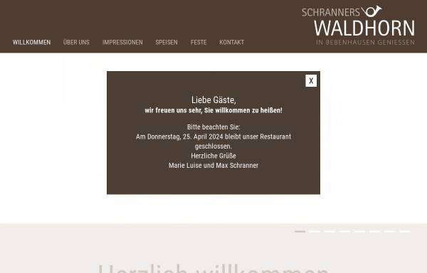 Vorschau von www.schranners-waldhorn.de, Gasthof Waldhorn
