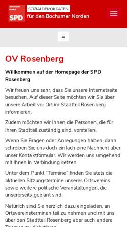 Vorschau der mobilen Webseite spd-bochum-rosenberg.de, Ortsverein Rosenberg