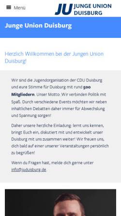 Vorschau der mobilen Webseite www.ju-duisburg.de, Junge Union Duisburg
