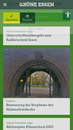 Vorschau der mobilen Webseite gruene-essen.de, Bündnis 90/Die Grünen Ratsfraktion Essen