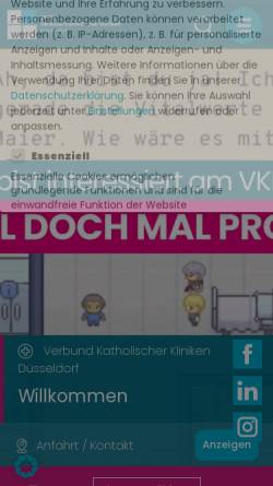 Vorschau der mobilen Webseite www.vkkd-kliniken.de, Verbund Katholischer Kliniken Düsseldorf (VKKD)