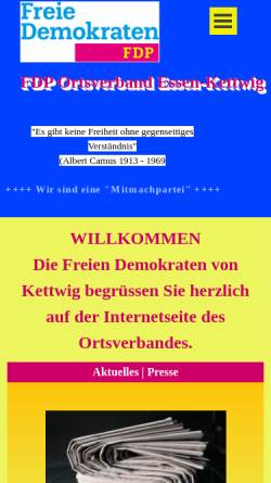 Vorschau der mobilen Webseite fdp-kettwig.de, FDP Essen-Kettwig