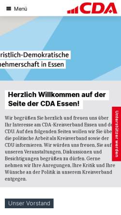 Vorschau der mobilen Webseite cda-essen.de, CDA Kreisverband Essen