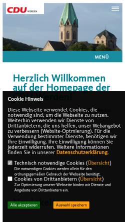 Vorschau der mobilen Webseite www.cdu-werden.de, CDU Ortsverband Essen-Werden