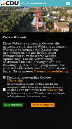 Vorschau der mobilen Webseite www.cdu-zollverein.de, CDU Stadtbezirksverband Essen-Zollverein