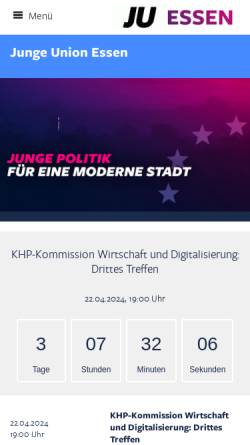 Vorschau der mobilen Webseite www.ju-essen.de, Junge Union Essen