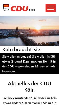 Vorschau der mobilen Webseite www.cdu-koeln.de, CDU Kreisverband und Fraktion
