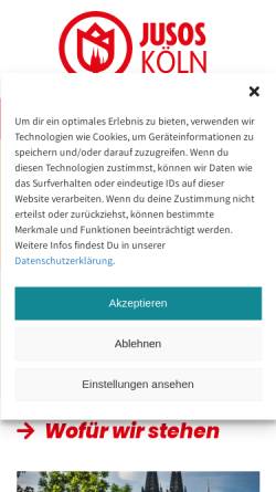 Vorschau der mobilen Webseite www.jusos-koeln.de, Jusos Unterbezirk Köln