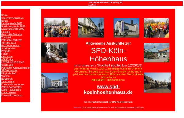 Vorschau von www.spd.koelnhoehenhaus.de, SPD-Stadtbezirk Höhenhaus