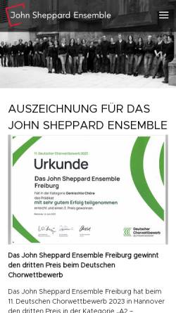 Vorschau der mobilen Webseite www.sheppardensemble.de, John-Sheppard-Ensemble Freiburg