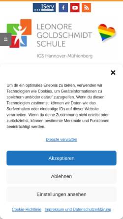 Vorschau der mobilen Webseite www.igs-muehlenberg.de, Integrierte Gesamtschule Mühlenberg