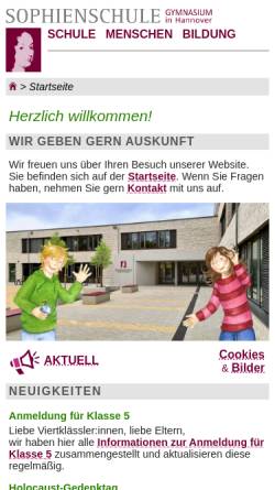 Vorschau der mobilen Webseite www.sophienschule.de, Sophienschule