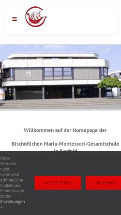 Vorschau der mobilen Webseite www.bmmg.de, Bischöfliche Maria-Montessori-Gesamtschule Krefeld