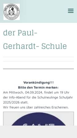 Vorschau der mobilen Webseite www.paul-gerhardt-schule.de, Paul-Gerhardt-Schule